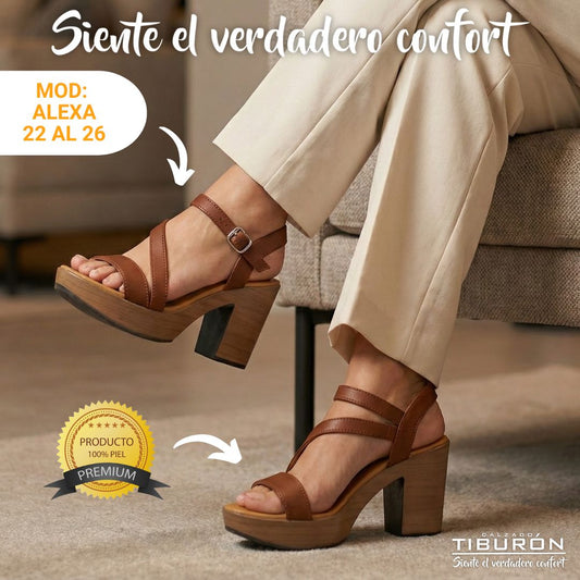 CALZADO TIBURON® SANDALIAS SUAVES DE PIEL PARA MUJER - ALEXA