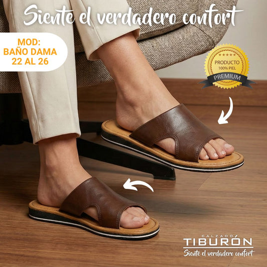 CALZADO TIBURON® SANDALIAS SUAVES DE PIEL PARA MUJER - MOD BAÑO
