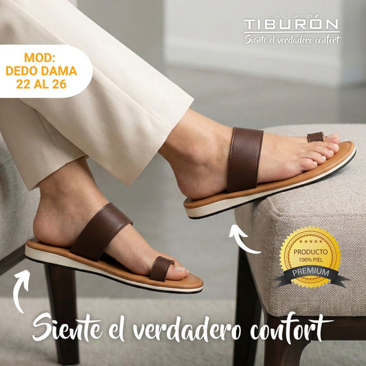 CALZADO TIBURON® SANDALIAS SUAVES DE PIEL PARA MUJER - DEDO