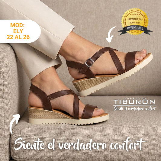 CALZADO TIBURON® SANDALIAS SUAVES DE PIEL PARA MUJER - ELY