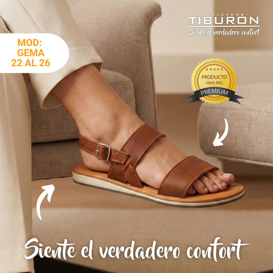 CALZADO TIBURON® SANDALIAS SUAVES DE PIEL PARA MUJER - GEMA