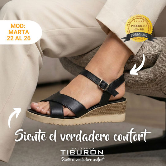 CALZADO TIBURON® SANDALIAS SUAVES DE PIEL PARA MUJER - MARTA