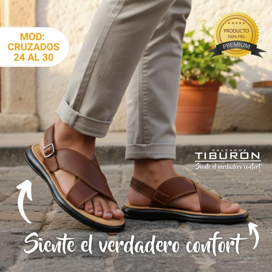 CALZADO TIBURON® HUARACHES CRUZADOS SUAVES HOMBRE